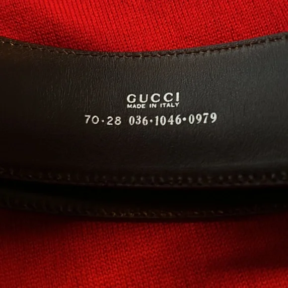 NWT Vintage Gucci Womens Brown Leather Push Lock GG Buckle Belt Size 28 - Picture 5 of 7